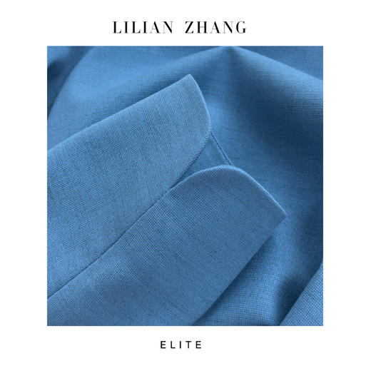 “定制”静奢风蓝调东方新中式花苞V立领羊毛混纺轻职连衣裙2501076 商品图2