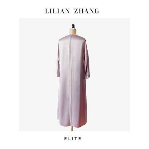 “定制”静奢婉约雅韵Oversize珍珠柔粉醋酸法式圆领连衣裙 2501081 商品图4