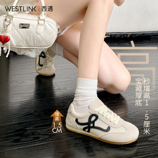 西遇复古德训鞋女新款春夏爆款美式百搭运动鞋轻便休闲鞋D0156606 商品图1