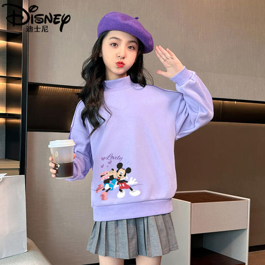 迪士尼女童卫衣秋冬加绒加厚儿童保暖衣服冬季小女孩洋气上衣冬装 商品图1