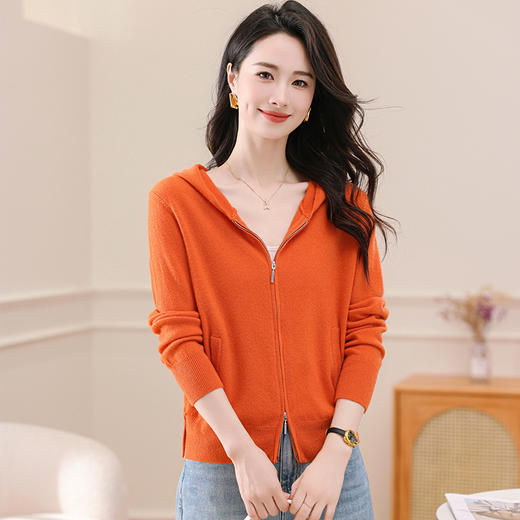 OSL 8518QY拉链帽子衫羊毛修身针织衫毛衣 商品图0