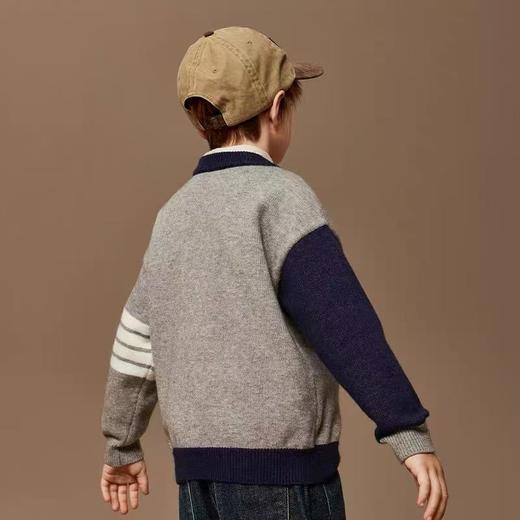 【孤品捡漏】官网198元（ASK品牌）G198男童灰色拼色四道杠袖毛衣-喜出 商品图3
