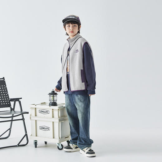 蓝汽水菠萝格摇粒绒马甲807B258012JX 商品图1