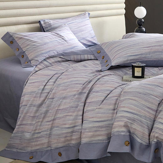 【高支高密全棉磨毛四件套】轻奢宽边纽扣款全棉磨毛系列四件套 高支高密全棉磨毛面料 8色可选，棉花来自中国棉花之乡——新疆阿瓦提县 商品图5