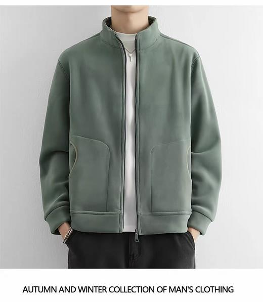 【孤品捡漏】G196男款绿色半高领抓绒衣-喜出 商品图2
