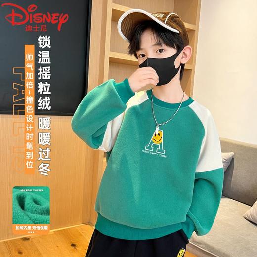 迪士尼男童加绒卫衣秋冬款2022新款冬季儿童上衣加厚保暖冬装衣服 商品图2