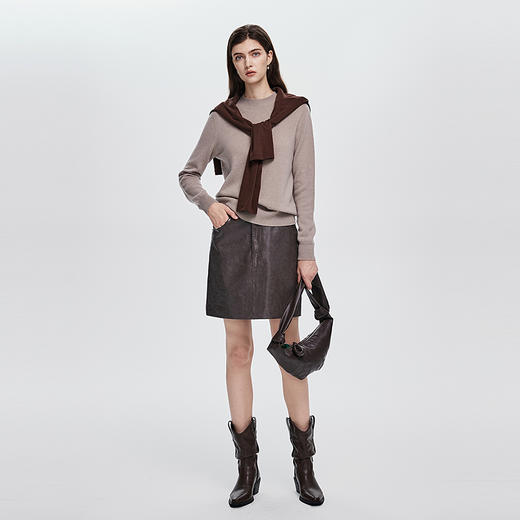 棉仓366617018-2025秋环保pu皮A字半身裙 商品图1