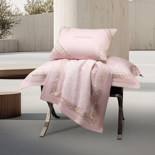 自然醒140支长绒棉磨毛高端绣花四件套100%全棉刺绣被套罩纯棉床单轻奢床上用品4四季GDS 商品图8