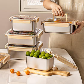 摩登主妇316L不锈钢保鲜盒手提饭盒水果便当盒水果密封盒带饭餐盒