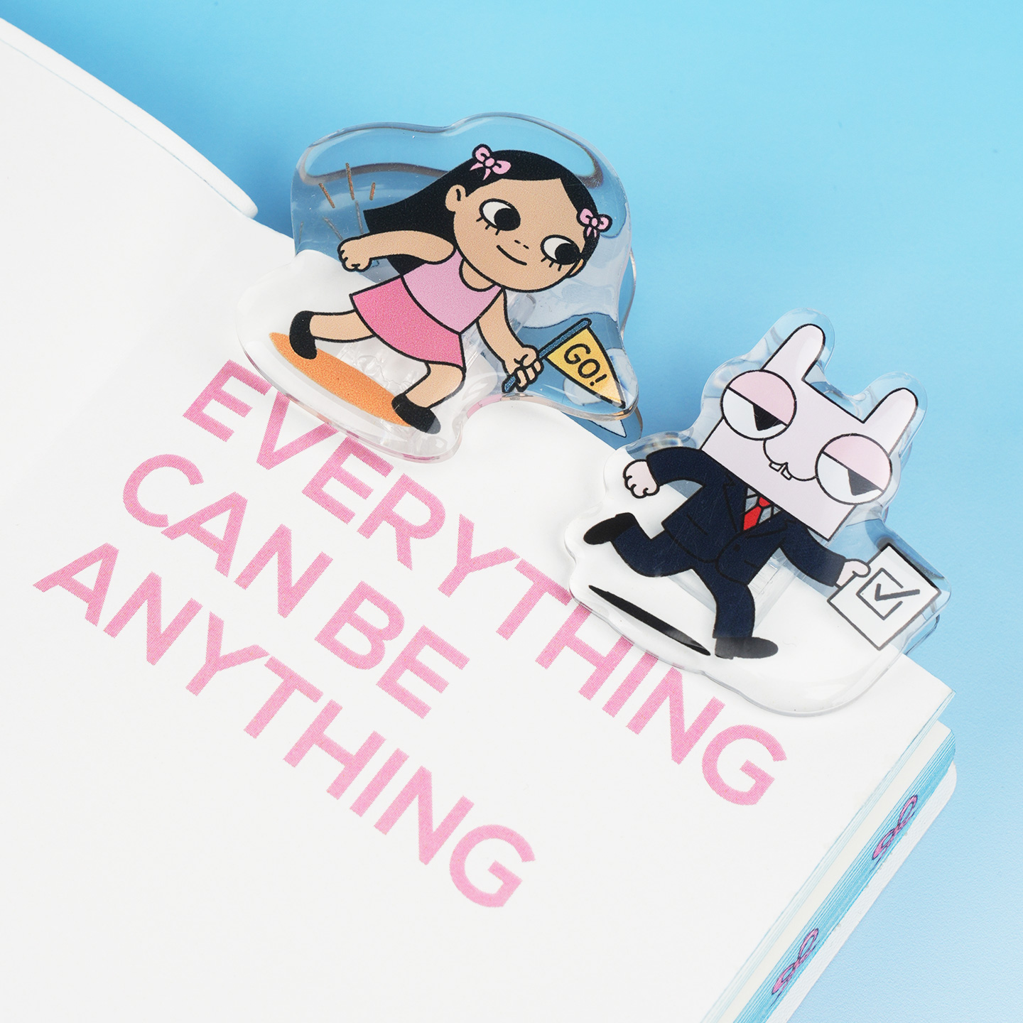 趁早rarakiera手账夹原创卡通双面滴胶便签夹书签文具装饰挂件夹子