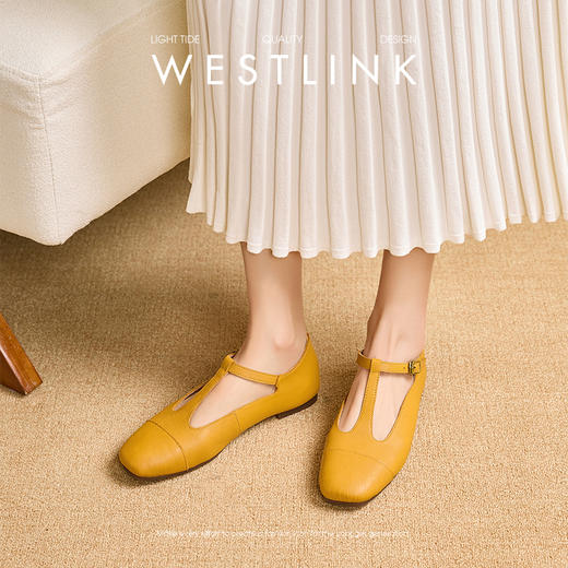 西遇质感真皮牛皮T字带玛丽珍鞋女秋季配裙子不累脚平底单鞋V0057025 商品图2