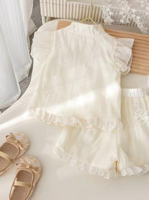 【孤品捡漏】（套装）G207女童米色刺绣新中式两件套-喜出 商品图1