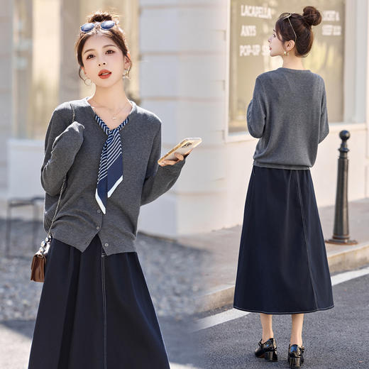 HR  YF2611系带收腰吊带裙两件套 商品图2