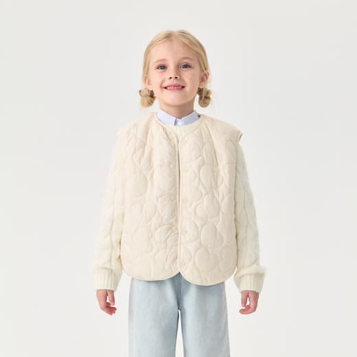 [校服神器]马克珍妮女童爱心绗棉加绒马甲宝宝背心秋冬新款551603 商品图1