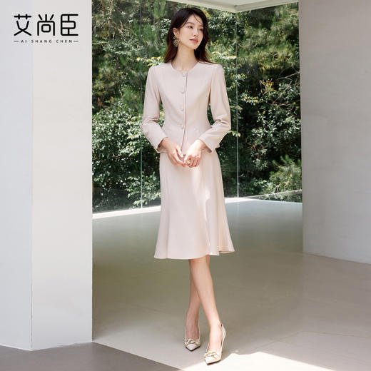 艾尚臣米色小香风套装气质名媛女神范时尚套装显瘦正式场合两件套 商品图3