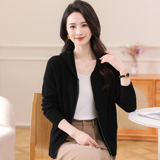 OSL 8518QY拉链帽子衫羊毛修身针织衫毛衣 商品图1