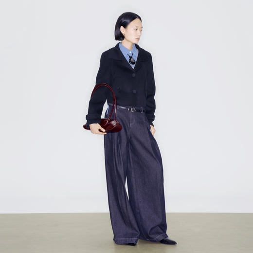 lost in echo2025早秋新款纯羊毛短箱型挖肩显瘦双面呢毛呢外套女 商品图4