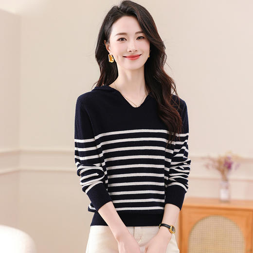 OSL 8520QY条纹羊毛衫秋冬修身针织衫 商品图1