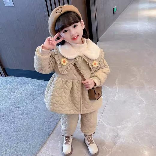【孤品捡漏】（两件套）G202女童秋冬加绒厚款棉服两件套上衣➕裤-喜出 商品图0