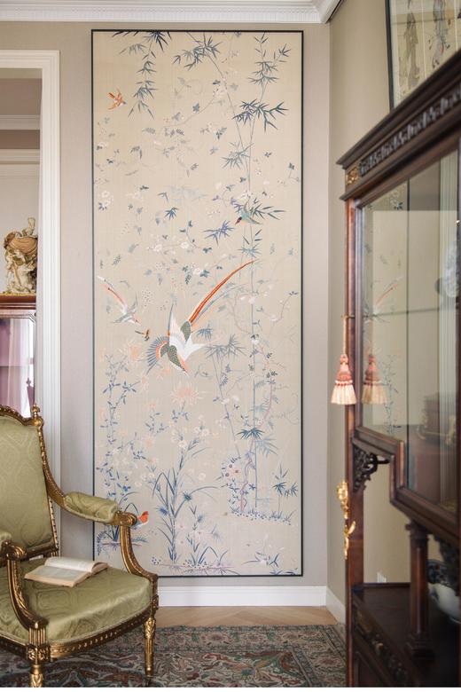 【已售】独角鹿西洋古董 1900年代中国出品「锦上添花」传统东方花鸟主题粤绣挂屏 商品图2