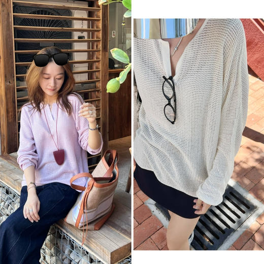 2508511   小禾 真丝亚麻 长袖针织上衣 商品图0