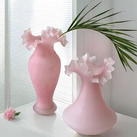 中古芬顿法式粉色玻璃花瓶摆件ins风 客餐厅花瓶插花高级感装饰品