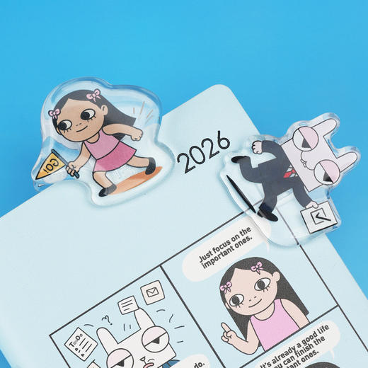 趁早rarakiera手账夹原创卡通双面滴胶便签夹书签文具装饰挂件夹子 商品图1