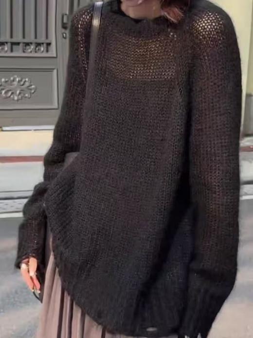 【孤品捡漏】G215黑色破洞针毛衣-喜出 商品图1