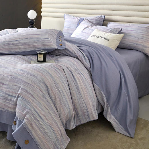 【高支高密全棉磨毛四件套】轻奢宽边纽扣款全棉磨毛系列四件套 高支高密全棉磨毛面料 8色可选，棉花来自中国棉花之乡——新疆阿瓦提县 商品图2