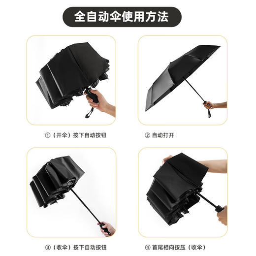 【1000元充值赠品】全格全自动雨伞10骨男士商务折叠伞大号太阳伞遮阳防晒-尊贵黑 黑色 10骨 商品图3