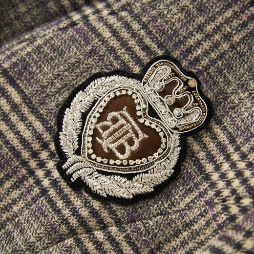 「高货wl」全新升级【铂金会员330/天猫439/差价109】(00123)洛诗琳气质复古通勤格纹西装2025秋季磨毛英伦风徽章外套 商品图2