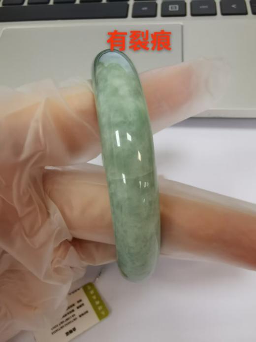SFB04056Q58 TAMINA 【热销好货】天然翡翠A货细糯水润绿底手镯玉镯翡翠手镯带矿点【无证书 以实拍图为准】 商品图3