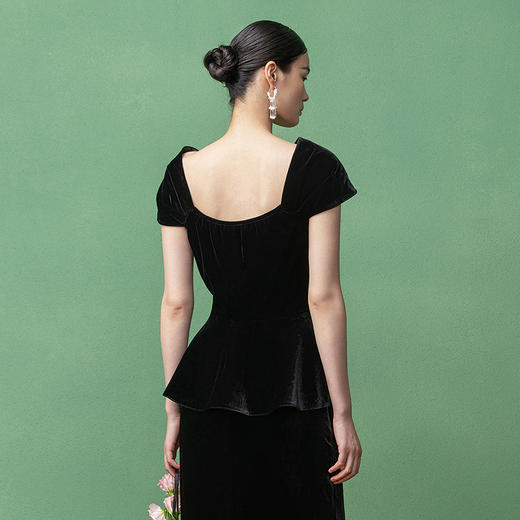 【林栖设计小店】真丝丝绒衬衣蝴蝶结收腰2025秋季新款礼服女1953069 商品图4