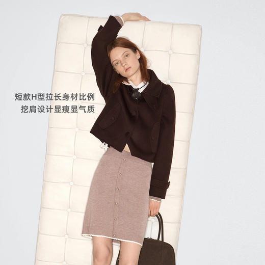 lost in echo2025早秋新款纯羊毛短箱型挖肩显瘦双面呢毛呢外套女 商品图1