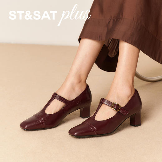 星期六精致布洛克镂空粗跟玛丽珍SSD3111062 商品图2