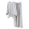 绽放579-580朵/重磅亚麻圆领短款七分袖小衫梭织T恤松紧腰半身裙 商品缩略图3