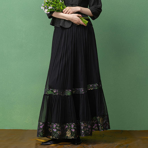 【林栖设计小店】桑蚕丝半身裙提花优雅百搭宽松显瘦2025秋季新款裙子女T1953301 商品图7