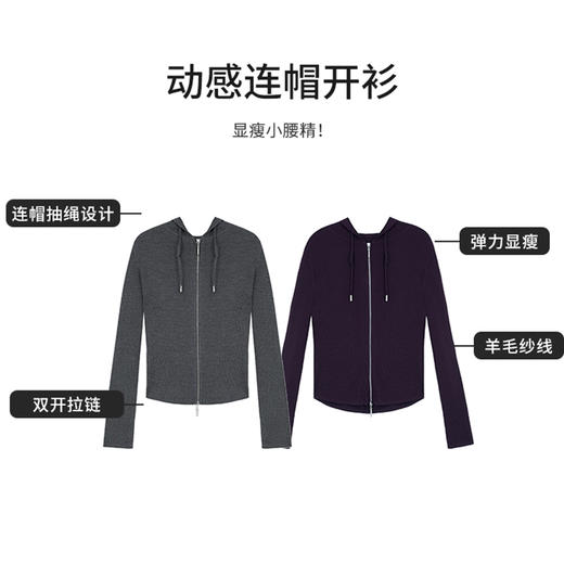 【商场同款】CNR5898 “ 动感开衫 ” 上身显瘦10斤 双向拉链两色开衫 大弹力针织衫 商品图9