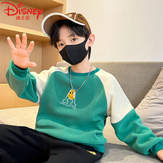 迪士尼男童加绒卫衣秋冬款2022新款冬季儿童上衣加厚保暖冬装衣服 商品图4