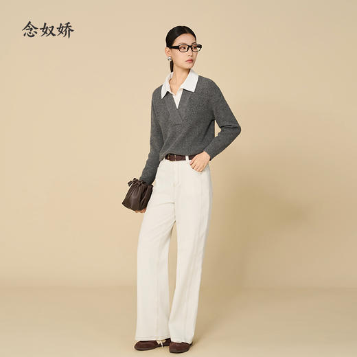 【商场同款】CNQ5854  “ 高知假两件”  廓形宽松好穿好搭配 领口可拆卸打理更便捷 商品图9