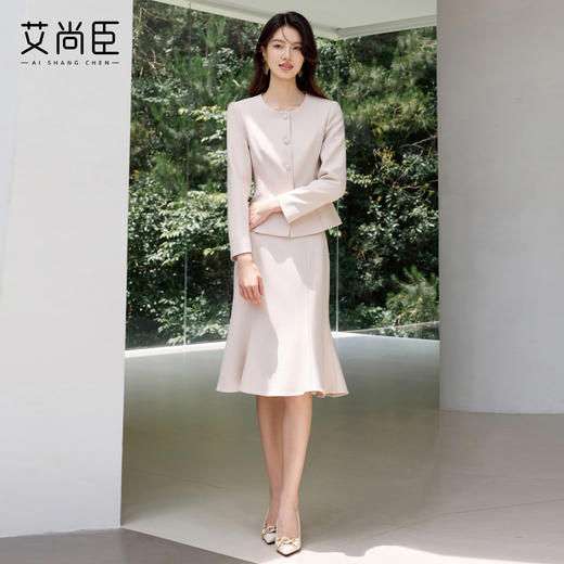艾尚臣米色小香风套装气质名媛女神范时尚套装显瘦正式场合两件套 商品图4