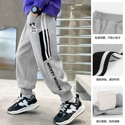 迪士尼男童加绒裤子冬季新款保暖儿童冬装运动裤中厚宽松一体绒潮 商品图8
