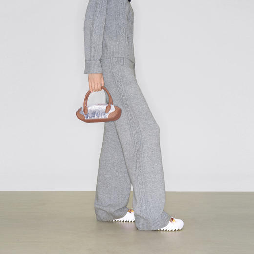 lost in echo2025早秋新款修身手绣绞花小高领套头毛衣直筒长裤女 商品图3