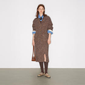 lost in echo2025早秋新款舒适保暖宽松阔版翻领高级羊毛针织外套