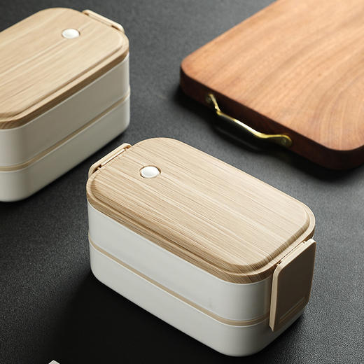 【超火木纹双层便当盒🔥】日式木纹双层便当盒 大容量午餐微波炉加热上班族 🔥大容量+微波炉加热，学生&上班族必备！ 商品图0