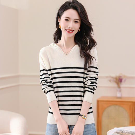 OSL 8520QY条纹羊毛衫秋冬修身针织衫 商品图0