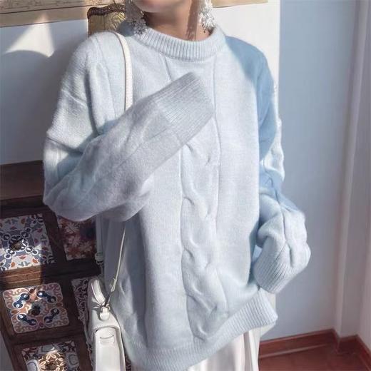 【孤品捡漏】G203奶芙蓝圆领针织毛衣-喜出 商品图2