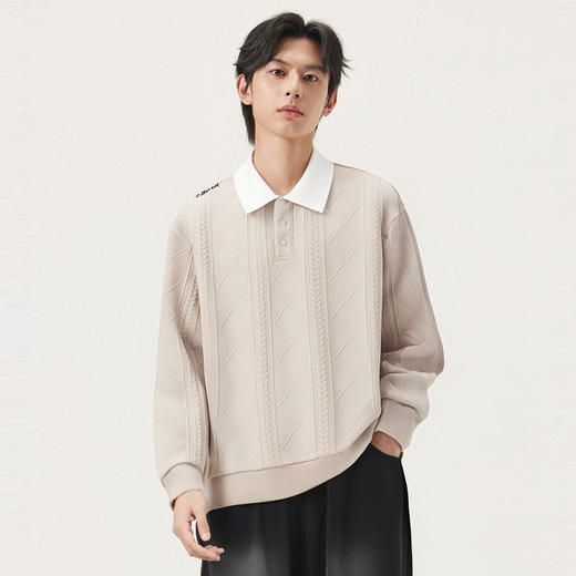 gxg.jeans男装 多色肌理面料撞色休闲翻领卫衣男生上衣 25秋热卖 商品图1