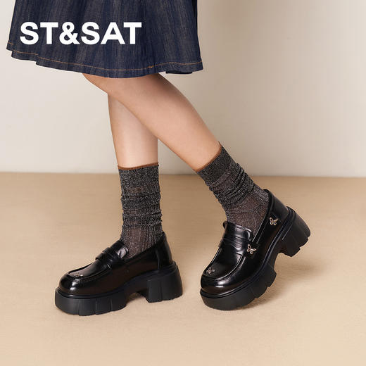 星期六时髦蝴蝶扣饰厚底乐福鞋SSD3111493 商品图2