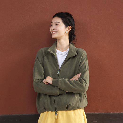 绽放589朵/油画卫衣·超柔云感棉简约立领开襟插肩长袖卫衣女外套 商品图2